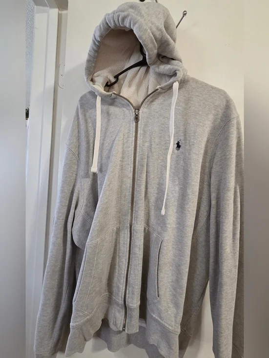 Polo Ralph Lauren Light Gray Zip-Up Hoodie XXL Mens - Picture 1 of 6